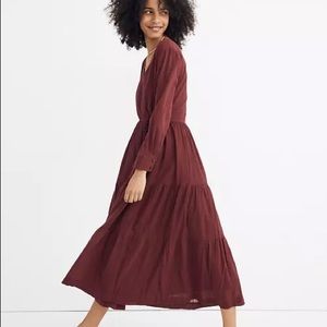 Madewell Cinch-Waist Tiered Midi Dress
